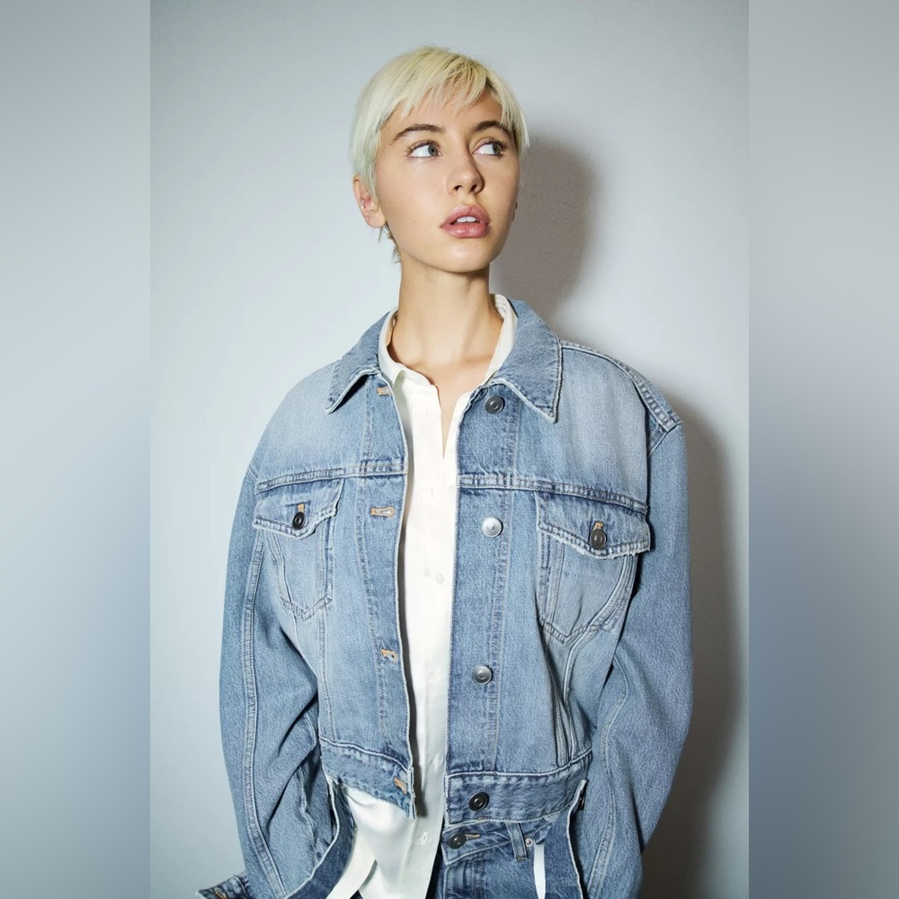 ZARA Denim Rhinestone Jacket - Picture 3 of 11